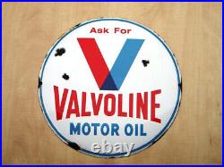 ^^^^^xl Vintage 16 Valvoline Porcelain Sign^^^^motor Oil Pump Gas Station Lube